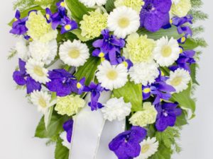 Leinakimp valgete ja siniste lilledega